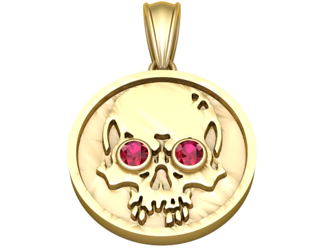 Ciondolo teschio d'oro Modello 3D