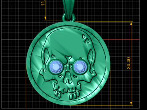 Gold Skull Pendent Modèle 3D