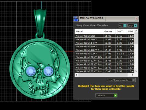 Gold Skull Pendent Modèle 3D