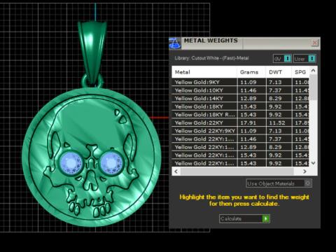 Gold Skull Pendent 3D Model