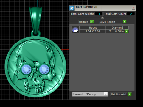 Gold Skull Pendent Modèle 3D