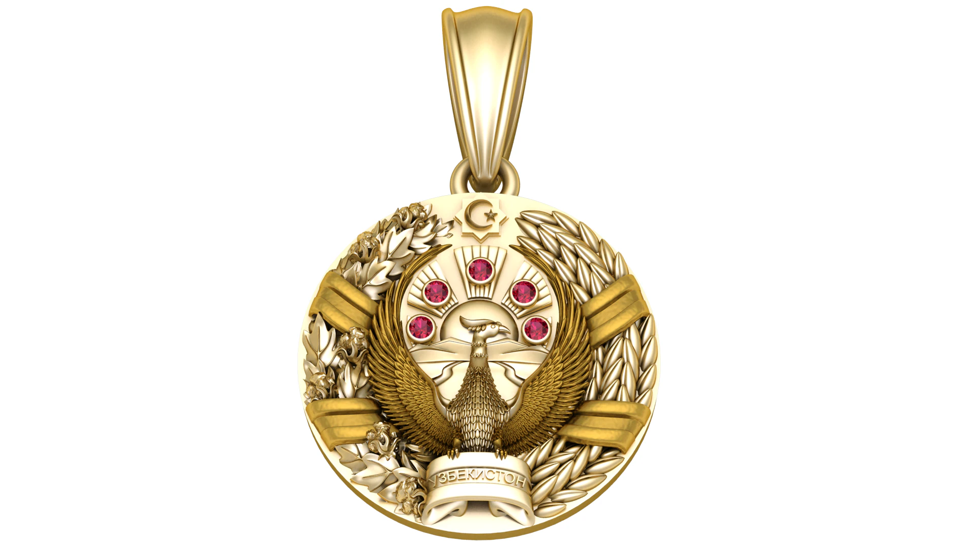 Egale Gold Pendent 3D Model .c4d .max .obj .3ds .fbx .stl .blend 