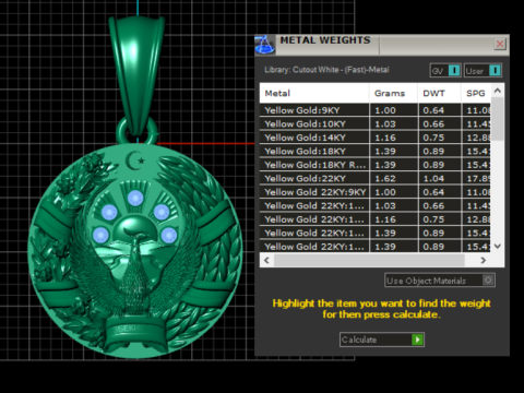 Egale Gold Pendent Model 3D