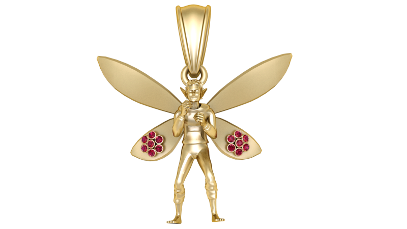 Ruby Bee Necklace Pendent 3D Model .c4d .max .obj .3ds .fbx .stl .blend