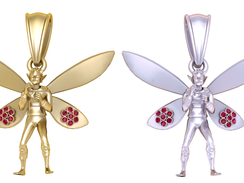 Ruby Bee Necklace Pendent 3D Model