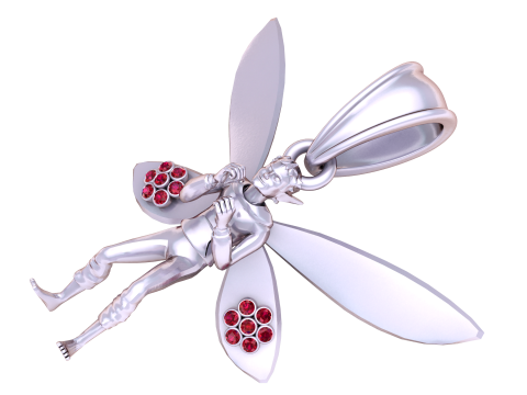 Ruby Bee Necklace Pendent 3D Model