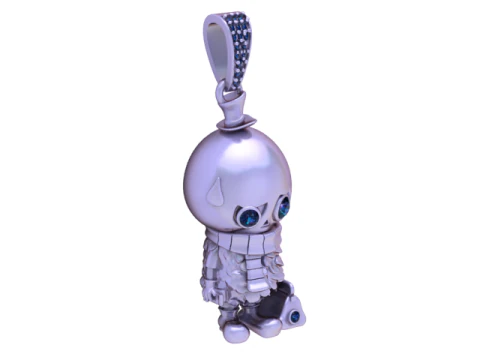 Golden Little Skull Buddy Pendant Cute Gothic Collectible Charm 3D Model