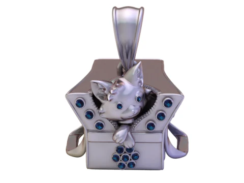 Golden Kitty Treasure Pendant Cute Luxury Collectible Charm 3D Model