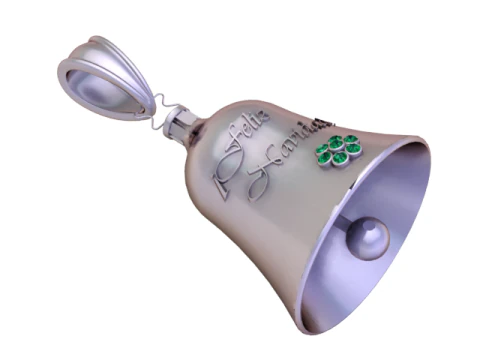 Golden Celebration Bell Pendant Engraved Luxury Charm 3D Model