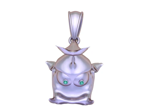 Golden Baby Dragon Pendant Cute Fantasy Creature Jewelry Charm 3D Model