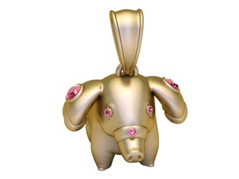 Pendentif &eacute;l&eacute;phant dor&eacute;, joli charme animal de luxe Modèle 3D