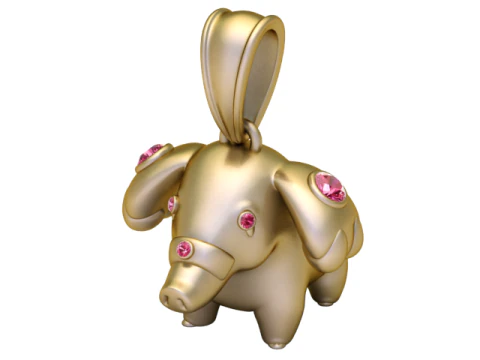 Golden Elephant Pendant Cute Luxury Animal Charm 3D Model