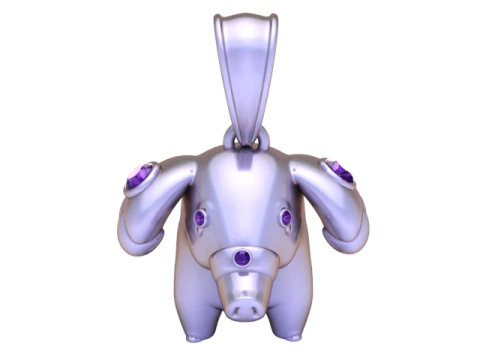 Golden Elephant Pendant Cute Luxury Animal Charm 3D Model