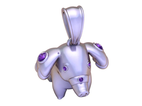 Golden Elephant Pendant Cute Luxury Animal Charm 3D Model