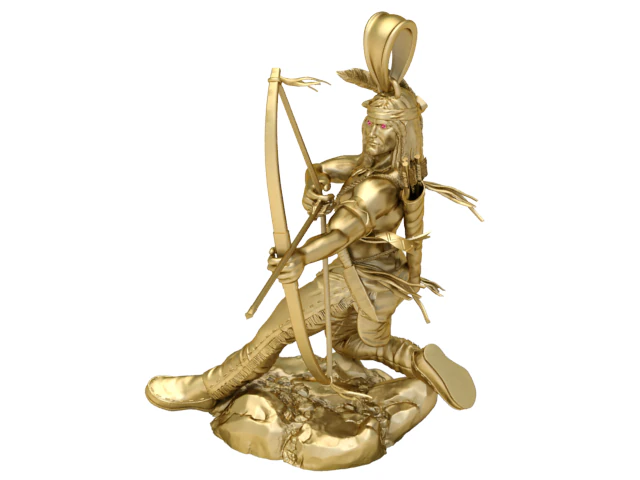 Golden Tribal Archer Pendant Warrior Spirit Collectible 3D Model .c4d .max .obj .3ds .fbx .stl .blend 