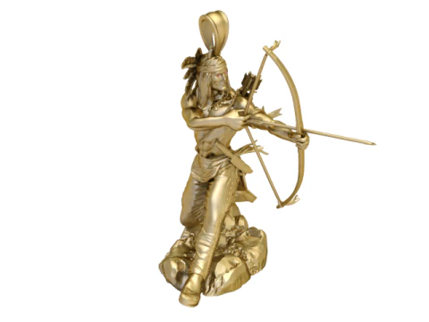 Golden Tribal Archer Pendant Warrior Spirit Collectible 3D Model