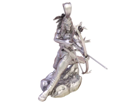 Golden Tribal Archer Pendant Warrior Spirit Collectible 3D Model