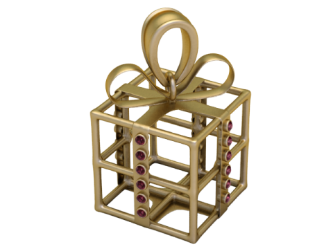 Pesona Hadiah Mewah Liontin Kotak Kado Emas Model 3D