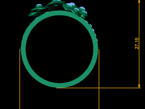 Кільце Golden Blossom Ring Floral Gemstone Band 3D Модель