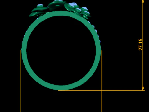 Golden Blossom Ring Floral Gemstone Band 3D Model