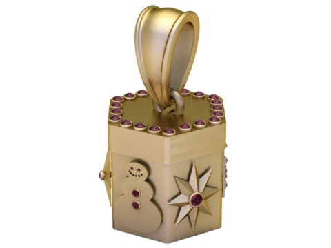 ゴールデンホリデーギフトペンダントお祝いの高級チャーム 3Dモデル