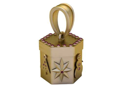 Ciondolo regalo dorato per le vacanze, fascino festivo di lusso Modello 3D