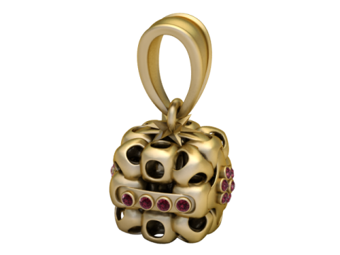 Ciondolo con gemma di lusso con ciondolo a gabbia floreale dorato Modello 3D