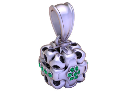 Ciondolo con gemma di lusso con ciondolo a gabbia floreale dorato Modello 3D