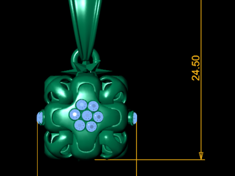 Ciondolo con gemma di lusso con ciondolo a gabbia floreale dorato Modello 3D