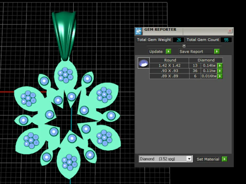 Golden Snowflake Blossom Pendant Luxury Gem Charm 3D Model