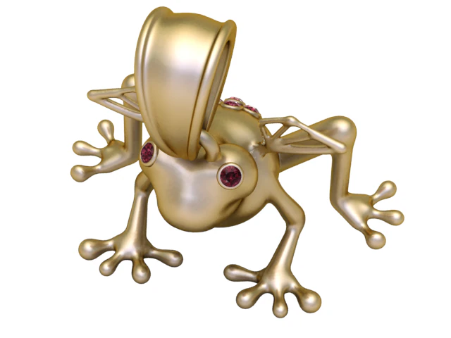 Golden Frog Pendant Playful Luxury Animal Charm 3D Model .c4d .max .obj .3ds .fbx .stl .blend 