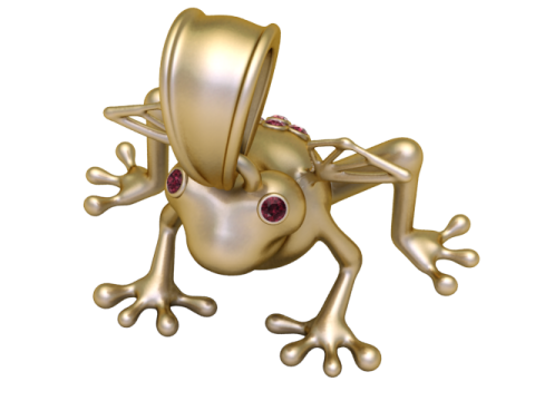 Ciondolo rana dorata, giocoso fascino animale di lusso Modello 3D