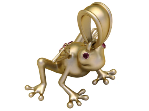 Golden Frog Pendant Playful Luxury Animal Charm 3D Model