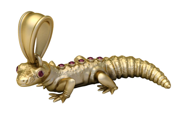 Golden Gecko Pendant Exotic Luxury Animal Charm 3D Model .c4d .max .obj .3ds .fbx .stl .blend 