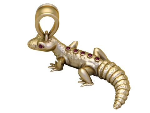 Golden Gecko Pendant Exotic Luxury Animal Charm 3D Model