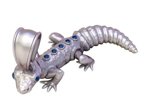 Golden Gecko Pendant Exotic Luxury Animal Charm 3D Model