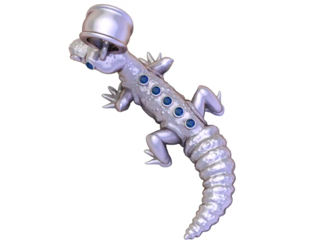 Golden Gecko Pendant Exotic Luxury Animal Charm 3D Model