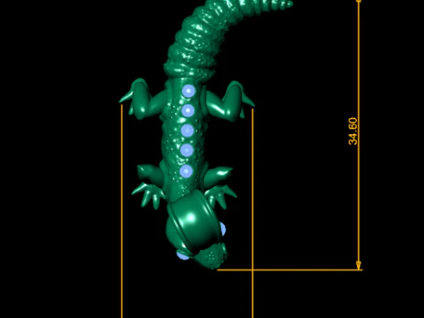 Golden Gecko Pendant Exotic Luxury Animal Charm 3D Model