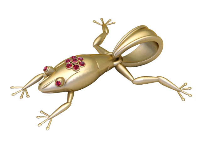Golden Tree Frog Pendant Luxury Animal Charm 3D Model .c4d .max .obj .3ds .fbx .stl .blend 