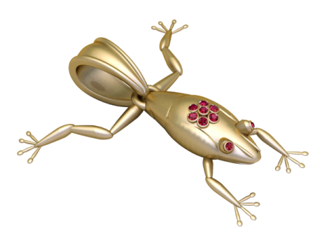 Pendentif grenouille d'arbre dor&eacute;, breloque animal de luxe Modèle 3D