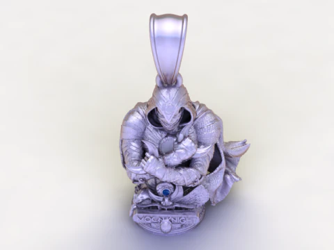 Golden Moon Knight Pendant Guardian of the Night Charm 3D Model