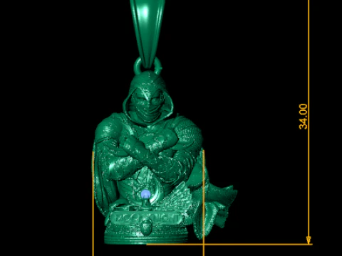 Golden Moon Knight Pendant Guardian of the Night Charm 3D Model