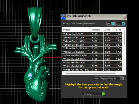 Golden Anatomical Heart Pendant Luxury Art Jewelry Charm 3D Model