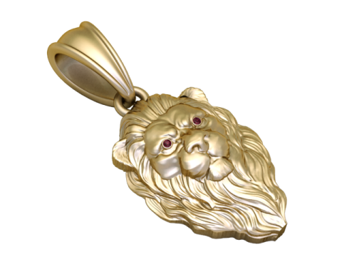 Pendentif T&ecirc;te de Lion Dor&eacute; Royal Power Charm Modèle 3D