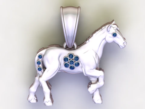 Golden Horse Pendant Strength Freedom Charm 3D Model