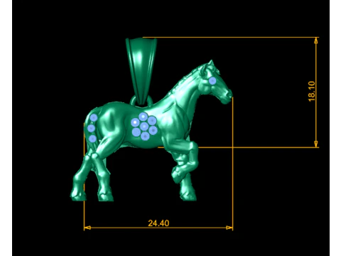 Golden Horse Pendant Strength Freedom Charm 3D Model