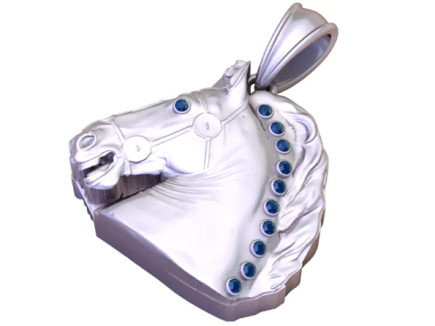 Golden Horse Head Pendant Noble Equestrian Charm 3D Model