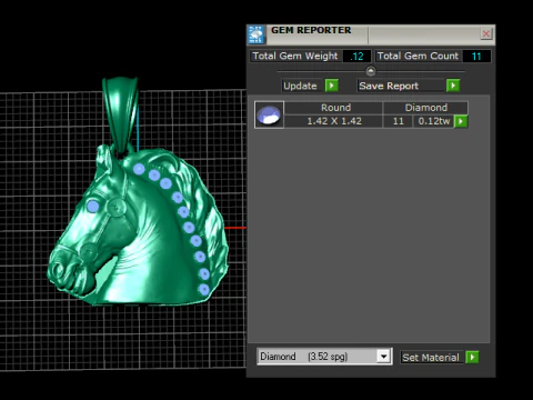 Golden Horse Head Pendant Noble Equestrian Charm 3D Model