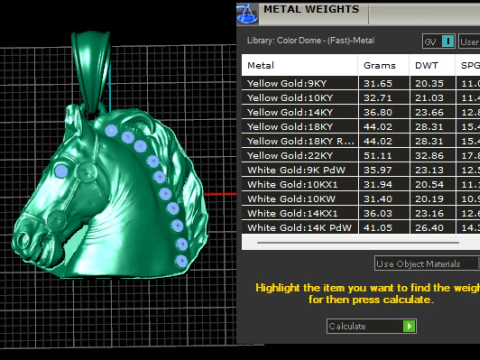 Golden Horse Head Pendant Noble Equestrian Charm 3D Model