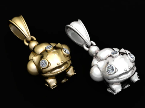 Golden Guardian Frog Pendant 3D Model